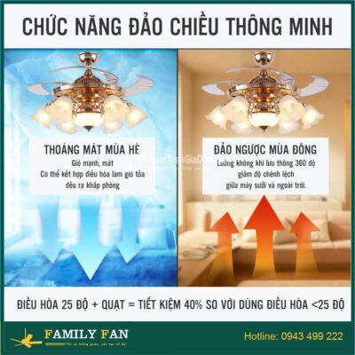 Chức năng đảo chiều giúp làm ấm không gian